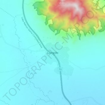 Mapa topográfico Longido, altitud, relieve