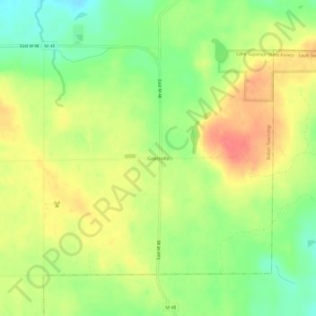 Mapa topográfico Goetzville, altitud, relieve