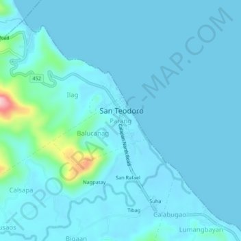 Mapa topográfico Parang, altitud, relieve