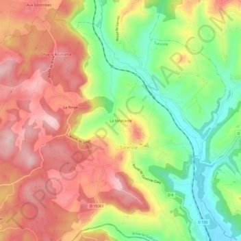 Mapa topográfico La Meynarde, altitud, relieve