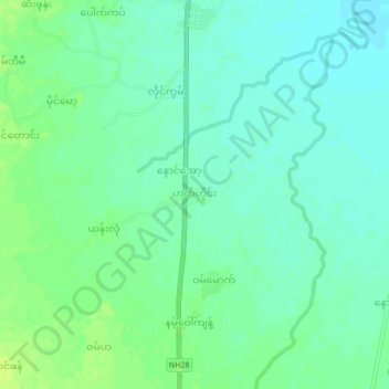 Mapa topográfico Hat Hai, altitud, relieve