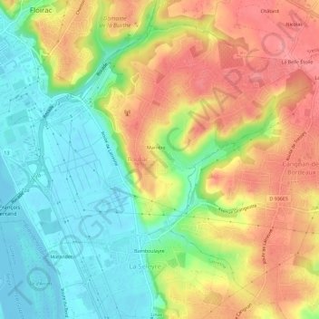 Mapa topográfico Berliquet, altitud, relieve