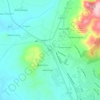Mapa topográfico Sirai, altitud, relieve