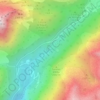 Mapa topográfico Gorgas de Alba, altitud, relieve