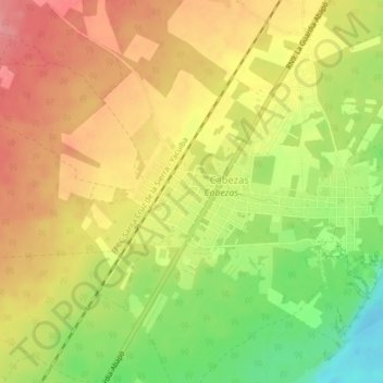 Mapa topográfico Cabezas, altitud, relieve