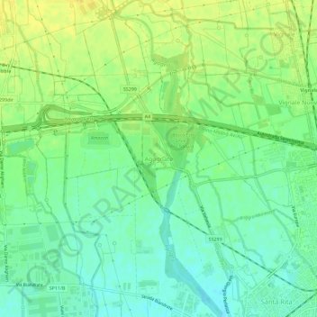 Mapa topográfico Agognate, altitud, relieve