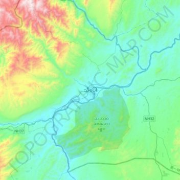 Mapa topográfico Hsipaw, altitud, relieve