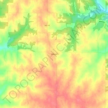 Mapa topográfico Vibbard, altitud, relieve