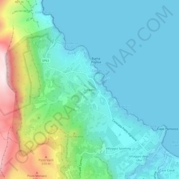 Mapa topográfico Scopello, altitud, relieve