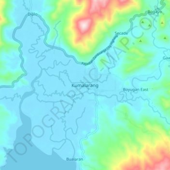 Mapa topográfico Kumalarang, altitud, relieve