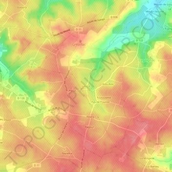 Mapa topográfico Croizat, altitud, relieve