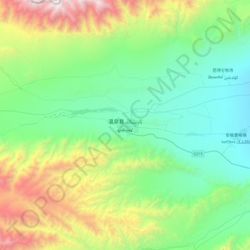 Mapa topográfico Wenquan, altitud, relieve