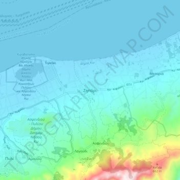 Mapa topográfico Zipari, altitud, relieve