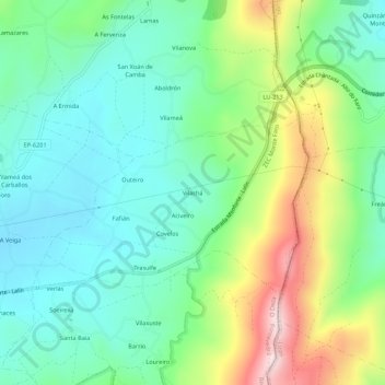 Mapa topográfico Vilachá, altitud, relieve