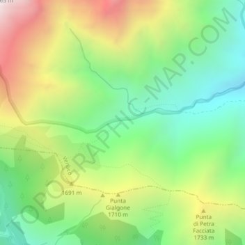 Mapa topográfico Purcile, altitud, relieve