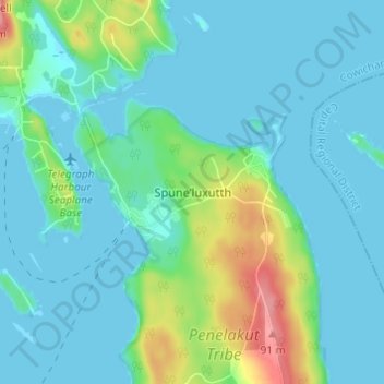 Mapa topográfico Spune’luxutth, altitud, relieve