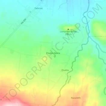 Mapa topográfico Pitalito Norte, altitud, relieve