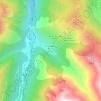 Mapa topográfico Vives, altitud, relieve