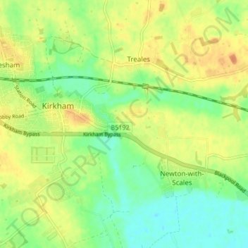 Mapa topográfico Dowbridge, altitud, relieve