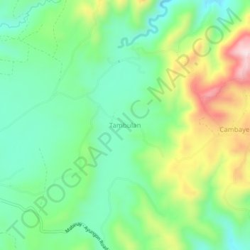 Mapa topográfico Tambulan, altitud, relieve