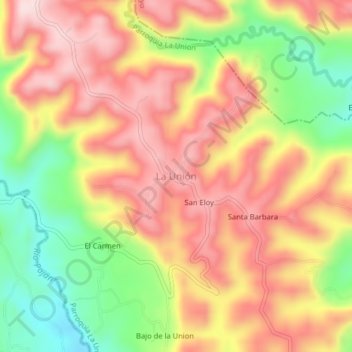 Mapa topográfico La Unión, altitud, relieve