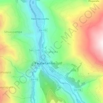 Mapa topográfico Ccallipata, altitud, relieve