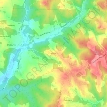 Mapa topográfico Bosviel, altitud, relieve