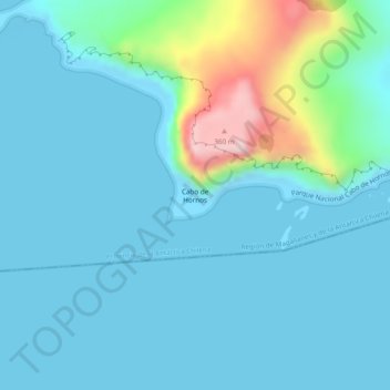 Mapa topográfico Cabo de Hornos, altitud, relieve