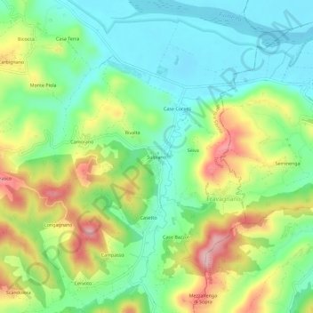 Mapa topográfico Sulpiano, altitud, relieve