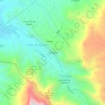 Mapa topográfico La Suerte, altitud, relieve
