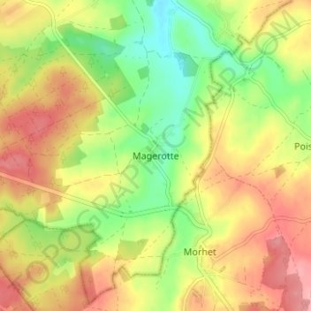 Mapa topográfico Magerotte, altitud, relieve