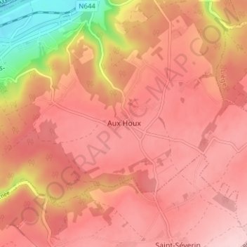 Mapa topográfico Aux Houx, altitud, relieve