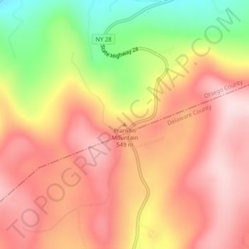 Mapa topográfico Franklin Mountain, altitud, relieve