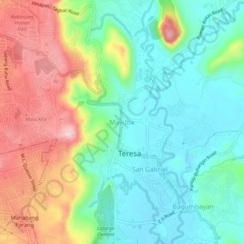 Mapa topográfico May-Iba, altitud, relieve