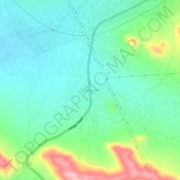 Mapa topográfico Mkonze, altitud, relieve