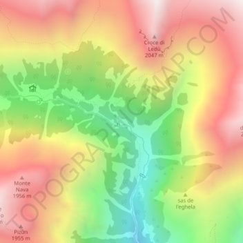 Mapa topográfico Raggio, altitud, relieve