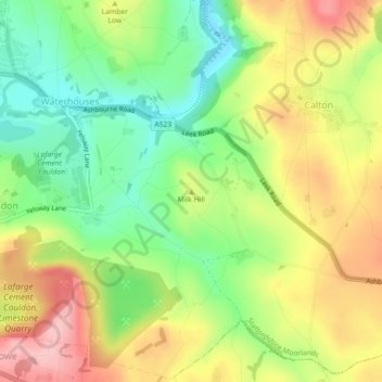 Mapa topográfico Milk Hill, altitud, relieve