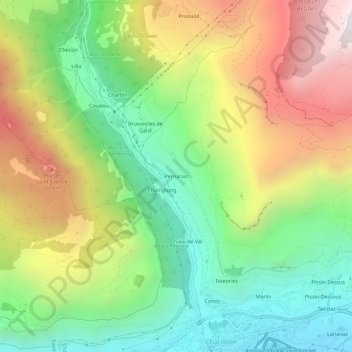 Mapa topográfico Perrianaz, altitud, relieve