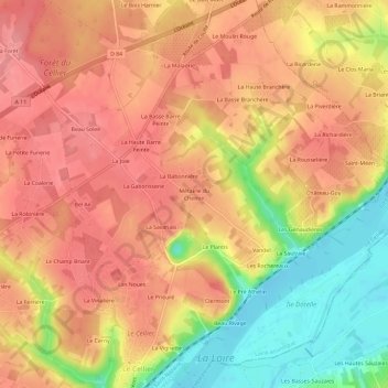 Mapa topográfico Métairie du Chemin, altitud, relieve