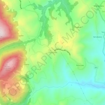 Mapa topográfico Corsciano, altitud, relieve