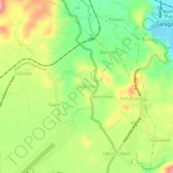 Mapa topográfico Dela Paz, altitud, relieve