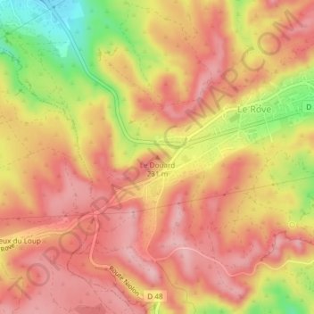 Mapa topográfico Le Douard, altitud, relieve