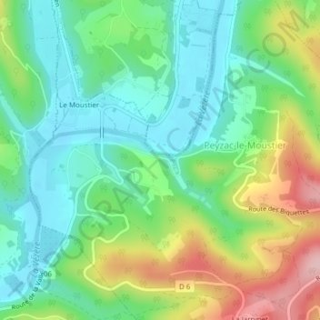 Mapa topográfico La Roque Saint-Christophe, altitud, relieve