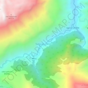 Mapa topográfico Tarhoulit, altitud, relieve