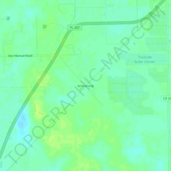 Mapa topográfico Armstrong, altitud, relieve