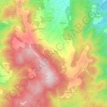 Mapa topográfico Torsoli, altitud, relieve