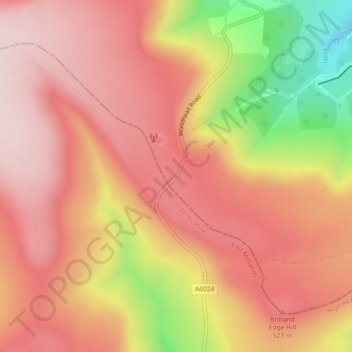 Mapa topográfico Holme Moss, altitud, relieve