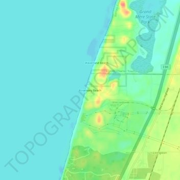 Mapa topográfico Rosemary Beach, altitud, relieve