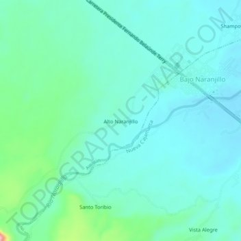 Mapa topográfico Alto Naranjillo, altitud, relieve
