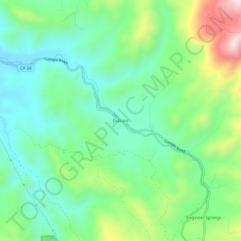 Mapa topográfico Dulzura, altitud, relieve